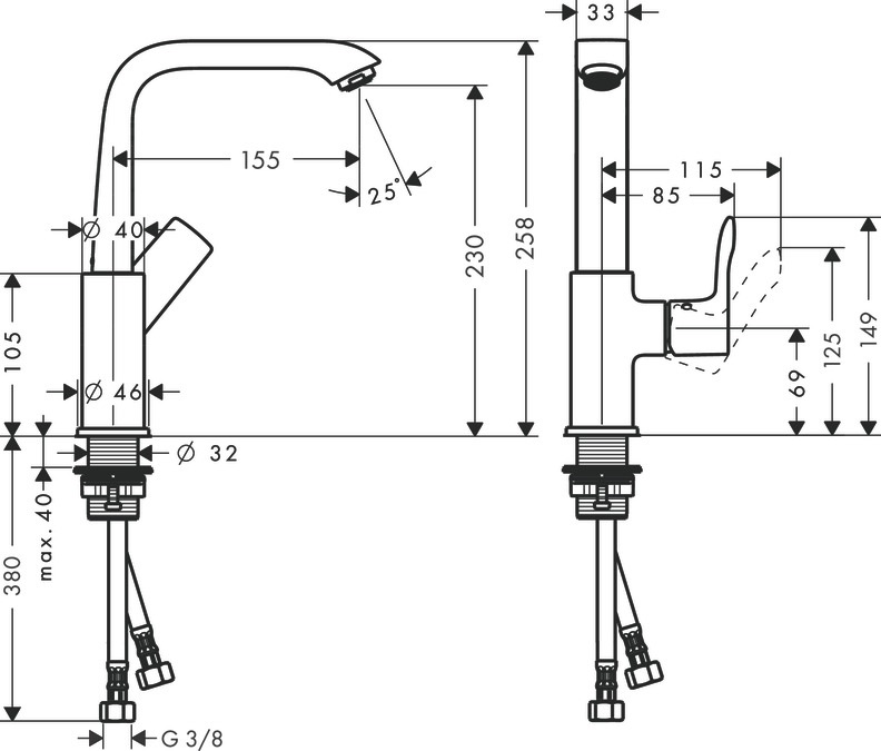 Hansgrohe Metris Miscelatore Monocomando Lavabo Cromo 31081000 - ComfortZone 230, Getto Normale, QuickClean