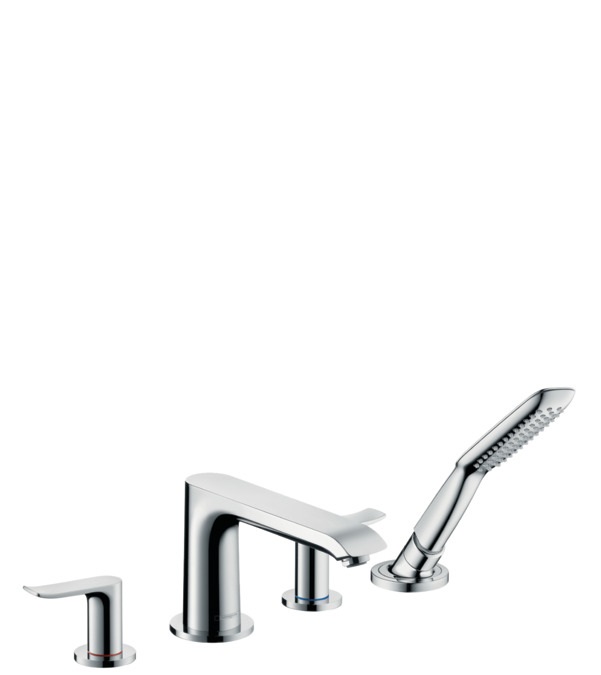 Hansgrohe Metris Rubinetto bordo vasca con doccetta - Cromo, 31442000, Miscelatore a due comandi, 4 fori, Tecnologia QuickClean