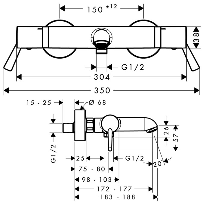Hansgrohe Ecostat 13115000 Miscelatore Termostatico a Parete Cromo con Tecnologia QuickClean e Sicurezza a 40°C