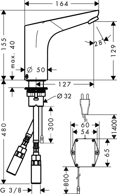 Hansgrohe Focus Rubinetto per Lavabo Monocomando Elettronico Cromo 31173000 con Sensori Infrarossi e Regolazione Temperatura