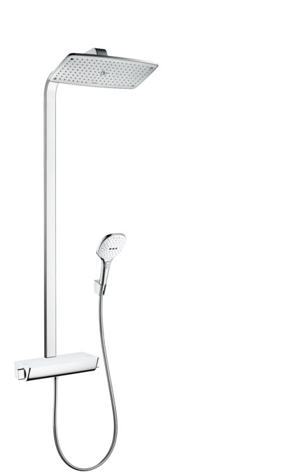 Hansgrohe Raindance E 360 Colonna doccia a parete con soffione e termostatico, bianco/cromo, 1 getto Rain
