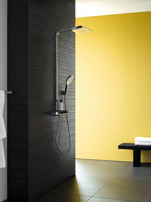 Hansgrohe Raindance E 360 Colonna doccia a parete con soffione e termostatico, bianco/cromo, 1 getto Rain