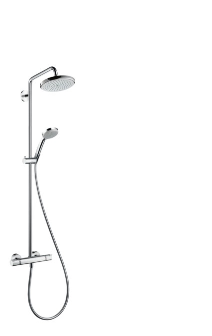 Hansgrohe Croma Colonna Doccia a Parete con Soffione 220 mm e Doccetta 100 mm, Termostatico Ecostat Comfort, Cromo