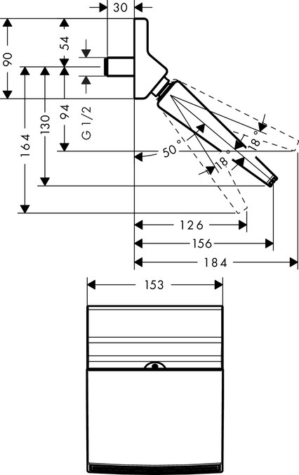 Hansgrohe Raindance Rainfall Soffione Doccia Quadrato 153 mm Cromo con Getto a Cascata e Funzione Anticalcare