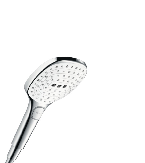 Hansgrohe Raindance Select E Doccetta 120 mm con 3 Getti (Rain, RainAir, Whirl) - Bianco/Cromo, 26520400
