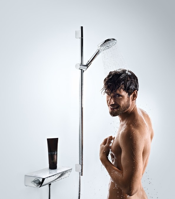 Hansgrohe Raindance Select E 120 Set Doccia Cromo - Doccetta con 3 Getti, Asta Doccia 90 cm e Porta Sapone