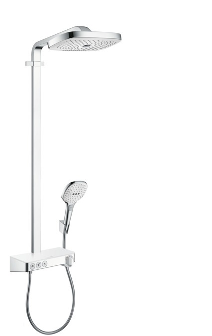 Hansgrohe Raindance Select E 27127400 Colonna Doccia a Parete Bianco/Cromo con Soffione 300 mm e 3 Tipi di Getto