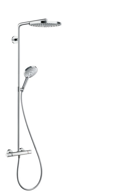 Hansgrohe Raindance Select S 240 Colonna Doccia a Parete con Soffione e Doccetta, Termostatico, Bianco/Cromo, 27129400