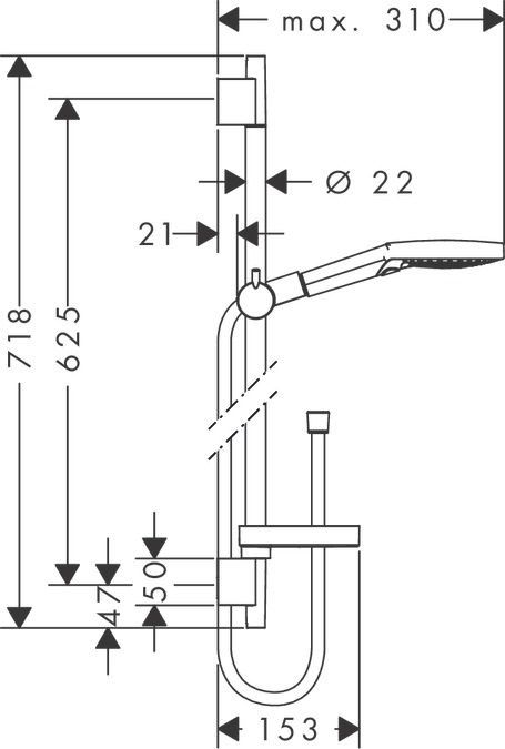 Hansgrohe Raindance Select S 120 Set Doccia Cromo con 3 Getti e Asta Doccia 65 cm