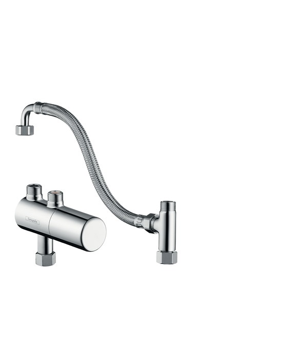 Hansgrohe Valvola Termostatica Angolare Cromo 3/8 x 3/8 con Disinfezione Termica e Protezione da Scottature