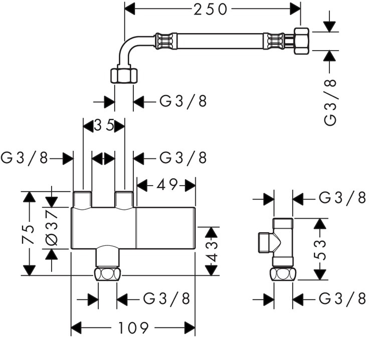 Hansgrohe Valvola Termostatica Angolare Cromo 3/8 x 3/8 con Disinfezione Termica e Protezione da Scottature