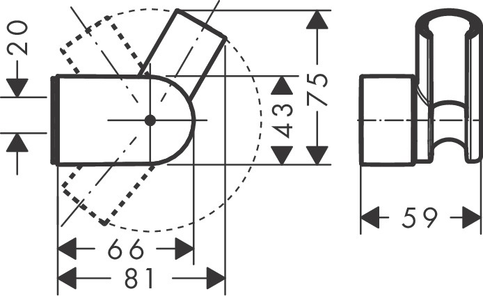 Hansgrohe Porter supporto per doccia inclinabile in metallo cromo - 75 x 59 x 81 mm, 2 fori