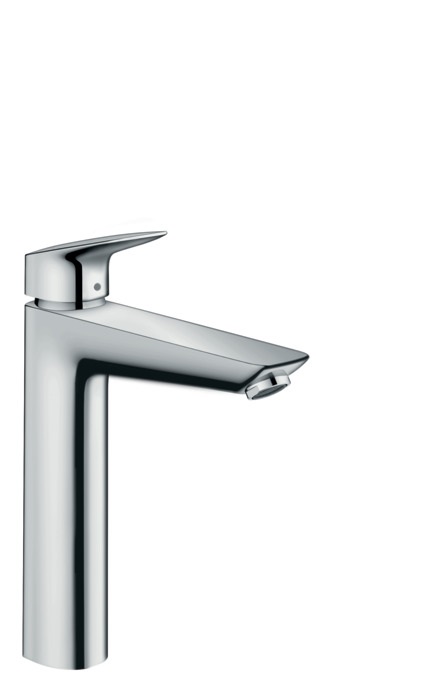Hansgrohe Logis Rubinetto per Lavabo Monocomando Cromo 71090000 con Scarico a Tirante, Altezza Bocca 195 mm, EcoSmart e AirPower