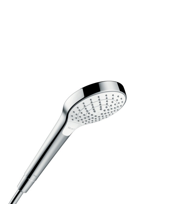 Hansgrohe Croma Select S Doccetta Vario, Bianco/Cromo, 110 mm, 3 Tipi di Getto (Rain, IntenseRain, TurboRain), Tecnologia QuickClean