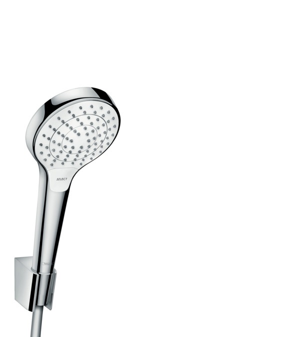 Hansgrohe Croma Select S Set supporto doccia Vario con flessibile 160 cm, bianco/cromo, 3 tipi di getto, tecnologia QuickClean