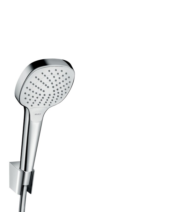 Hansgrohe Croma Select E Set Doccia 1,25 m Bianco/Cromo - 3 Tipi di Getto (Rain, IntenseRain, TurboRain) con Tecnologia QuickClean