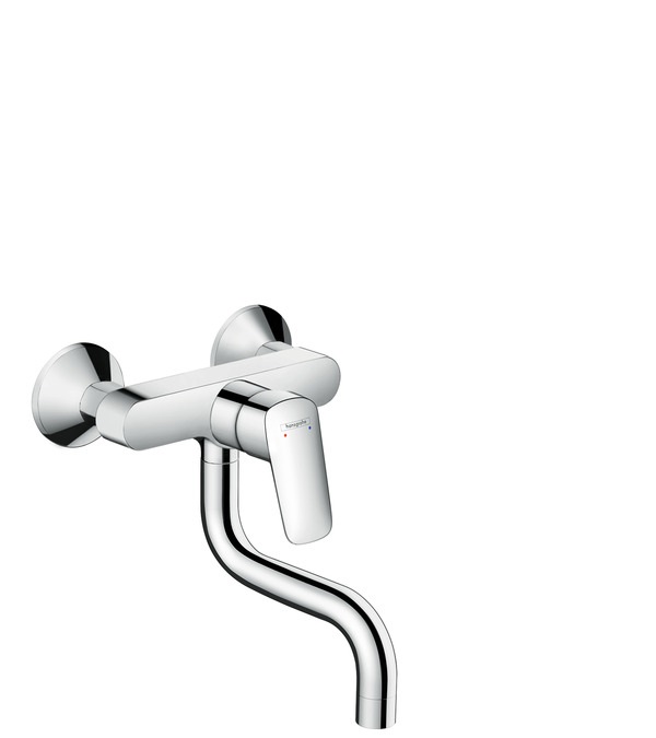 Hansgrohe Logis M31 Miscelatore Cucina Monocomando a Parete - Cromo, Portata 13 l/min, Tecnologia AirPower, Bocca Orientabile