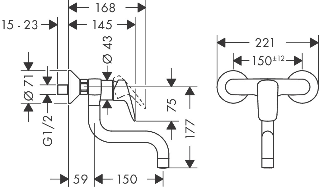 Hansgrohe Logis M31 Miscelatore Cucina Monocomando a Parete - Cromo, Portata 13 l/min, Tecnologia AirPower, Bocca Orientabile