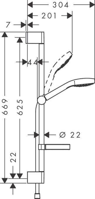 Hansgrohe Croma Select S Colonna doccia a parete bianco/cromo con doccetta, portasapone e 3 tipi di getto