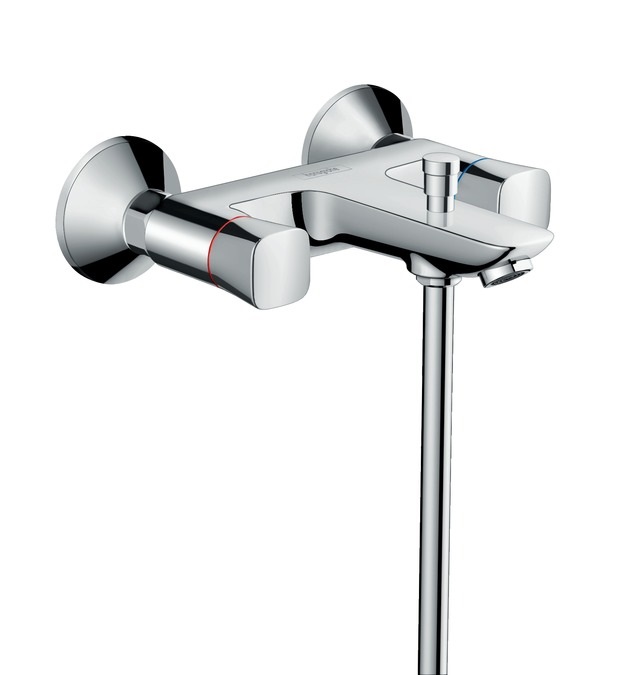 Hansgrohe Logis Miscelatore per Bagno/Doccia Cromato 71243000 - Installazione a Vista, Portata 17/26 l/min, Valvole Ceramiche, Deviatore Doccia