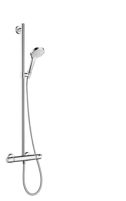 Hansgrohe Croma Select S Colonna Doccia a Parete con Termostatico e Doccetta - Bianco/Cromo, 3 Getti d'Acqua, Soffione da 110 mm