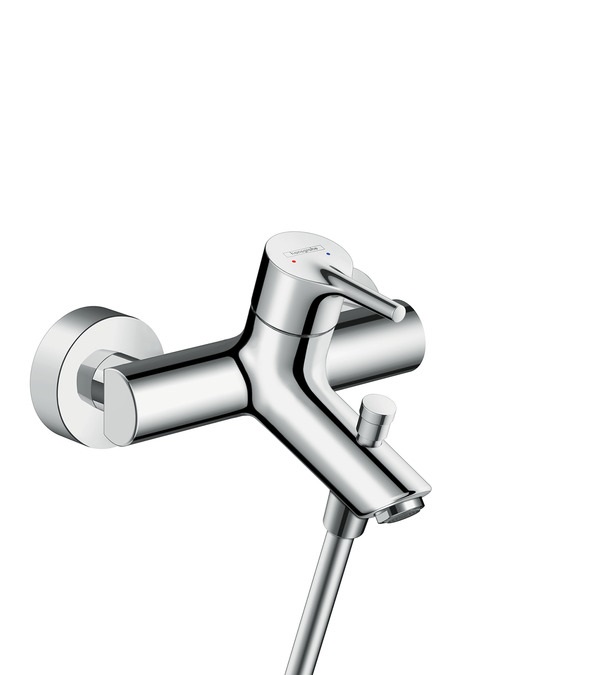 Hansgrohe Talis S Miscelatore Monocomando per Vasca Esterno in Cromo - 72400000, con Raccordo Flessibile, Silenziatore e Valvola Antiritorno