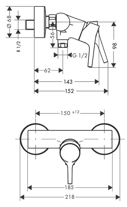 Hansgrohe Talis S Miscelatore Monocomando Doccia Esterno Cromo - 72600000, Cartuccia Ceramica, Limitazione Temperatura, Valvola Antiritorno