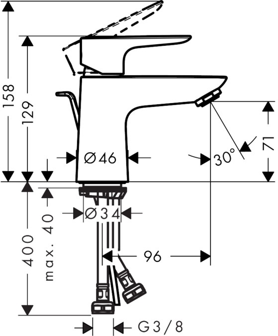 Hansgrohe Talis E Miscelatore Monocomando Lavabo 80 con Saltarello - Cromo, 71700000, EcoSmart e AirPower