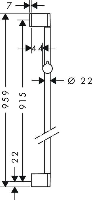 Hansgrohe Unica'Croma Asta Doccia Senza Flessibile in Argento, Larghezza 22 mm, Materiale Ottone, Supporto Parete Cromato