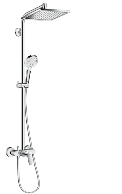 Hansgrohe Crometta E 240 Colonna doccia a parete con soffione da 240 mm, miscelatore monocomando e getto Rain - Cromo