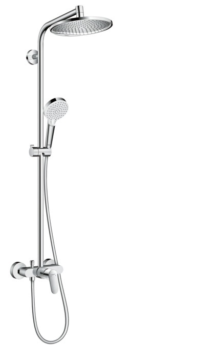 Hansgrohe Crometta S 240 Colonna Doccia con Miscelatore Monocomando, Soffione Tondo (⌀ 240 mm) e Doccetta 2 Getti, Cromo