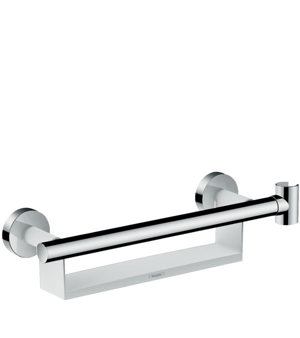 Hansgrohe Unica Comfort Maniglia con Mensola e Supporto Doccia - Bianco/Cromo, Modello 26328400