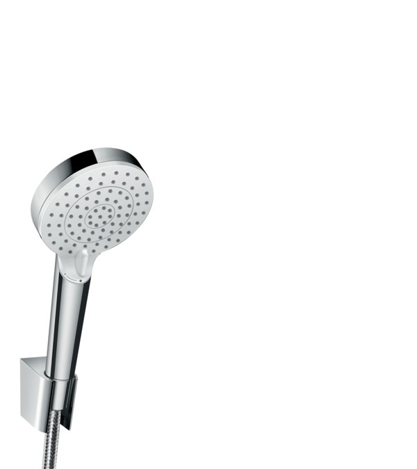Hansgrohe Crometta Set supporto doccia Vario EcoSmart 9 l/min con flessibile 160 cm, bianco/cromo, 26694400 - 2 tipi di getto e tecnologia QuickClean