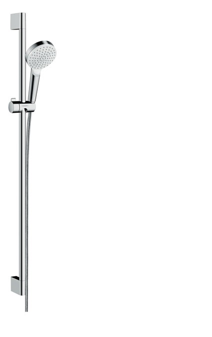Hansgrohe Crometta Set Doccia EcoSmart 9 l/min con Asta Doccia 90 cm, Colore Bianco/Cromo, Getto Rain, Cod. 26539400