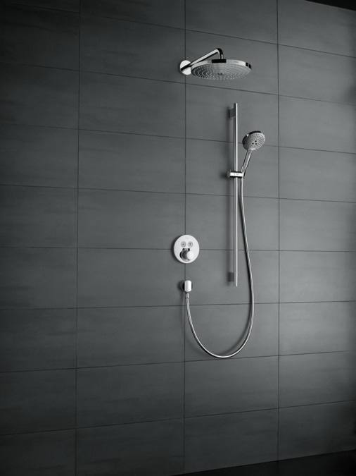 Hansgrohe Raindance Select S Set Doccia 120 cm con Asta Saliscendi, 3 Getti EcoSmart, Cromo, 26323000