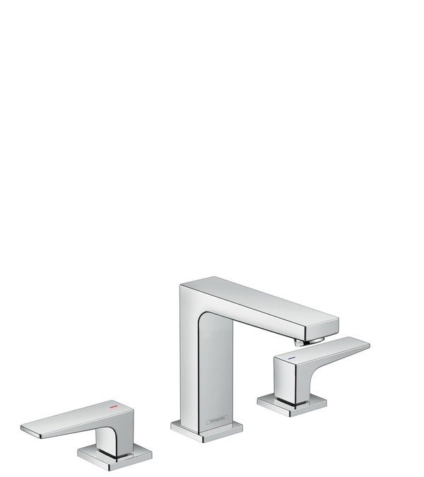 Hansgrohe Metropol Rubinetto Lavabo 3 Fori con Maniglia a Leva e Push-Open, Cromo, 32514000 - EcoSmart e QuickClean