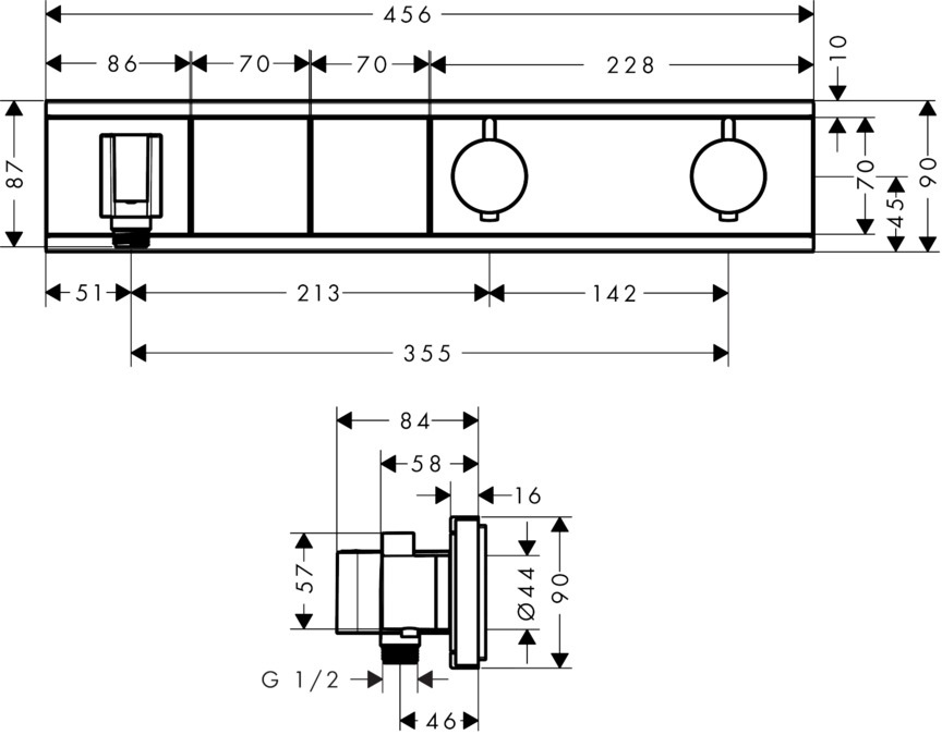 Hansgrohe RainSelect 15355400 Miscelatore Termostatico a Parete Bianco/Cromo con 2 Utenze e Tasto Select