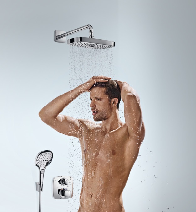Hansgrohe 28331340 Supporto per Doccia Nero Cromo Spazzolato - Compatibile con Tubi Doccia con Dado Conico