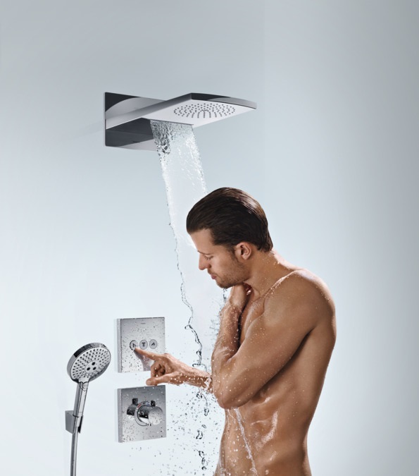 Hansgrohe 28331340 Supporto per Doccia Nero Cromo Spazzolato - Compatibile con Tubi Doccia con Dado Conico