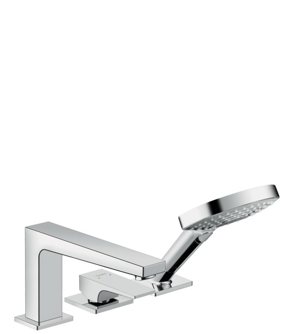 Hansgrohe Metropol Rubinetto 3 Fori Monocomando Bordo Vasca Cromo - 32550000, Maniglia a Leva, Miscelatore in Ceramica, Tecnologia QuickClean