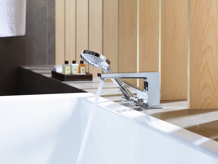 Hansgrohe Metropol Rubinetto 3 Fori Monocomando Bordo Vasca Cromo - 32550000, Maniglia a Leva, Miscelatore in Ceramica, Tecnologia QuickClean