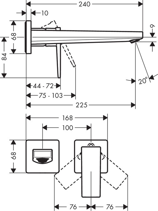 Hansgrohe Metropol Miscelatore Monocomando Lavabo da Incasso a Parete con Maniglia a Leva e Bocca Erogazione 22.5 cm - Cromo, 32526000