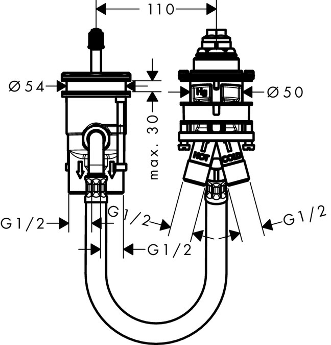Hansgrohe 13159180 Corpo Incasso per Miscelatore a 2 Utenze per Bordo Vasca con Accessori Inclusi