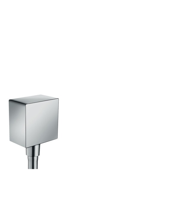 Hansgrohe FixFit Square - Giunzione flessibili e Uscita a muro con valvola antiriflusso, Nero Cromo Spazzolato, 26455340