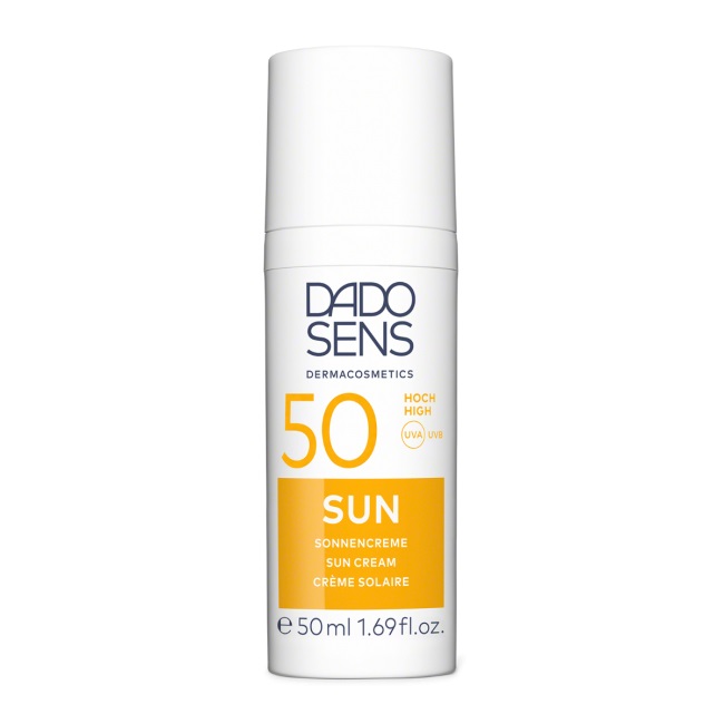 Dado Sens Sun Crema Solare SPF 50 - 50 ml con SymUrbanTM, Olio di Mandorle e Jojoba, Resistente all'Acqua e Vegana