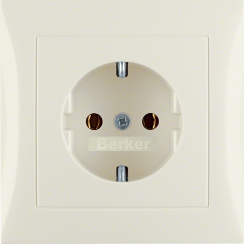 Berker Presa Schuko 47428982 con Piastra di Copertura Bianca Lucida - 2 Contatti Attivi