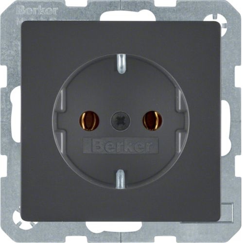 Berker Presa Schuko Q.1/Q.3 Antracite con Terminali a Vite e Staffa di Messa a Terra