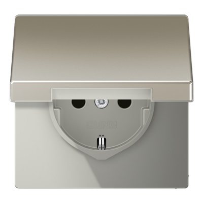 Jung Presa SCHUKO 16A 250V con coperchio ribaltabile in acciaio inox ES 1520 KIKL