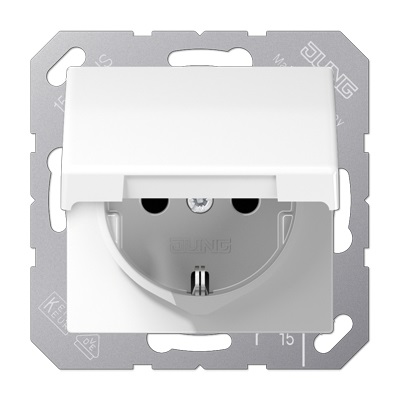 Jung AS1520BFKIKLWW - Presa Elettrica SCHUKO Pieghevole 16A 250V con Coperchio Incernierato