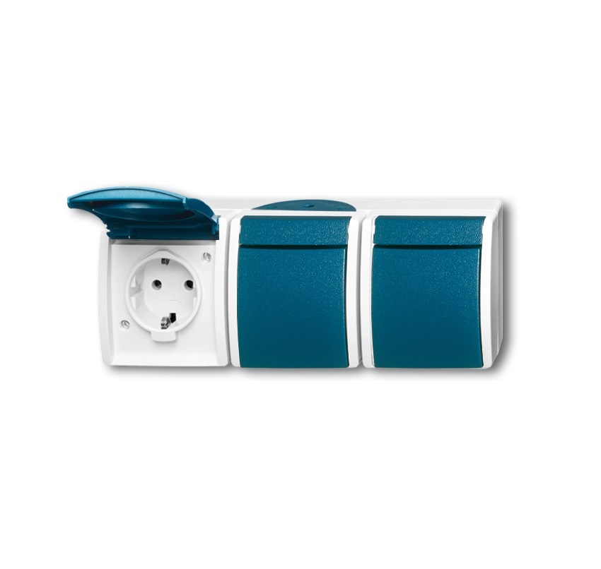 Busch-Jaeger 2300/3 EW-53 presa energia CEE 7/3 Blu, Bianco